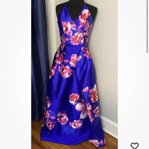 12-24 Amy Byer Blue Formal Prom Dress 10 11 NWT Floral Gown